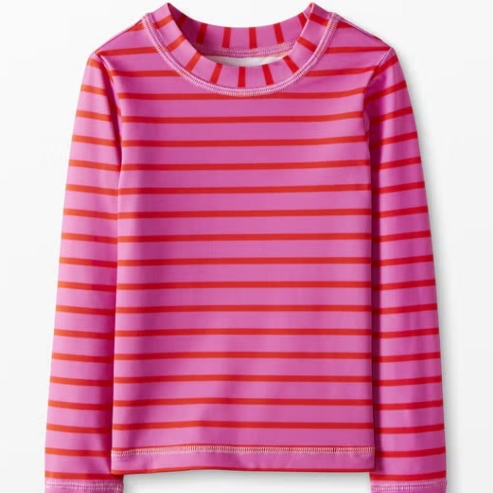 Hanna Andersson Pink and Red Striped Long Sleeve Shirt/Rash Guard Size 12